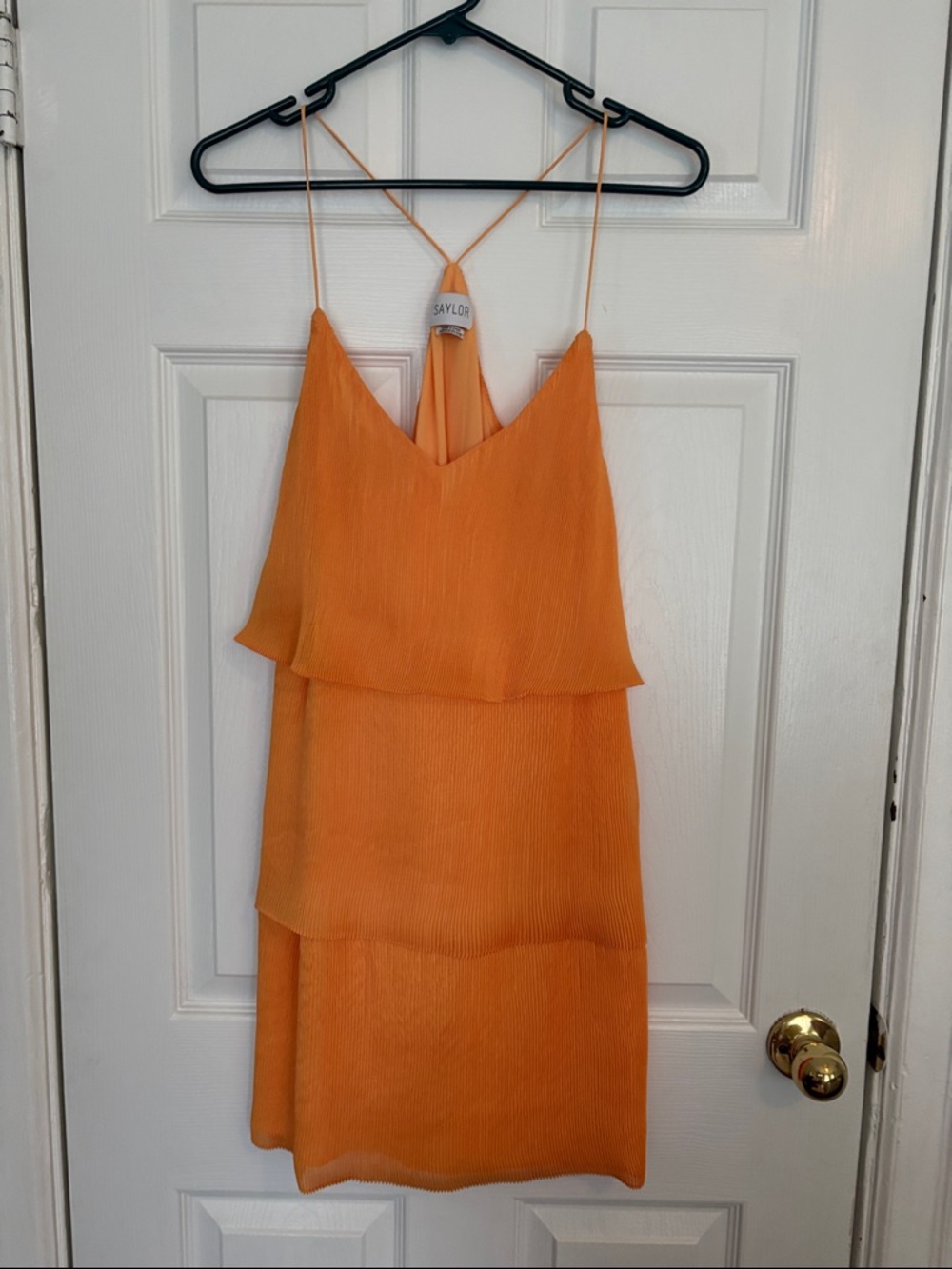 SAYLOR Tiered Orange Mini Slip Dress size M